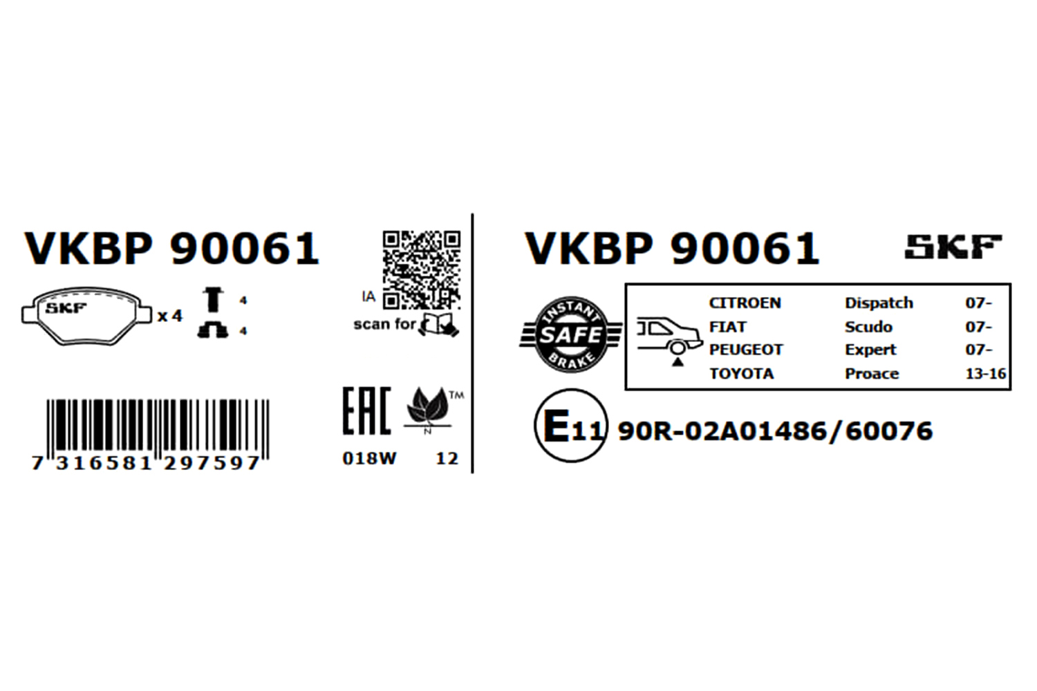 Placute frana SKF VKBP90061